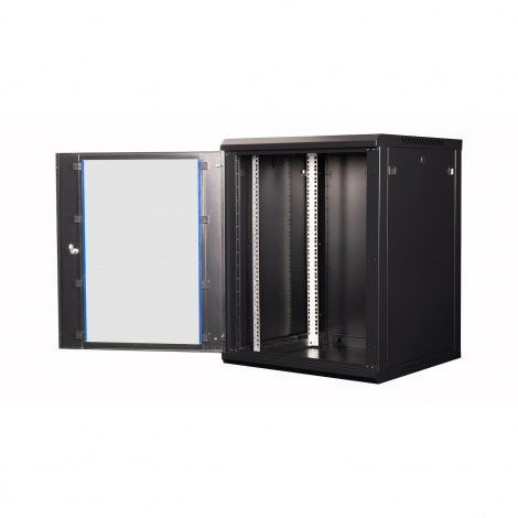 Шкаф 19" телекоммуникационный настенный, 15U 769x600х600 мм, дверь стекло, черный